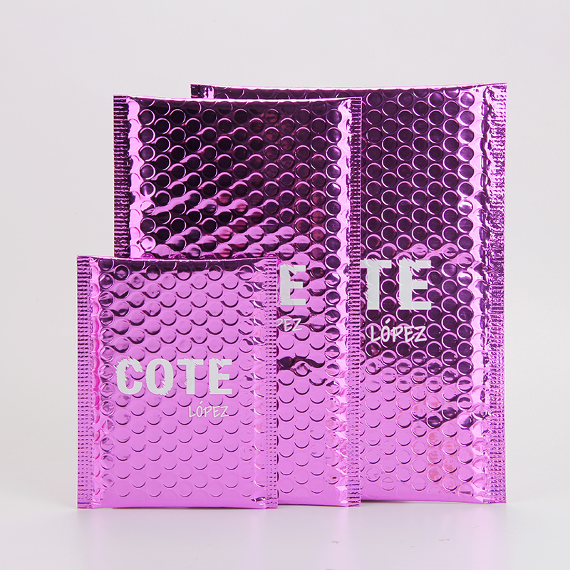 Personalisierte wasserdichte Kosmetikverpackung Pink Metallic Bubble Mailer
