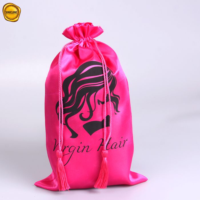 Benutzerdefiniertes Logo Rosa Seidentasche für Perücken Passen Sie Perückentaschen an