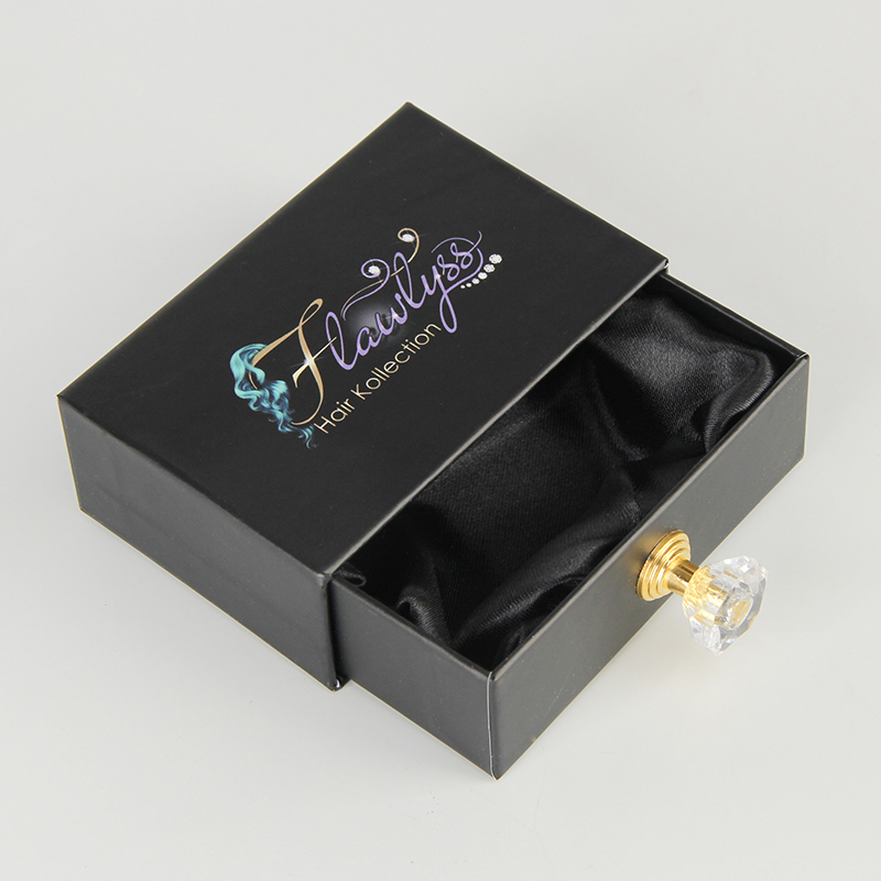 Hair Box Verpackung Kundenspezifisches Logo Black Hair Extension Box Verpackung Kundenspezifisches Logo