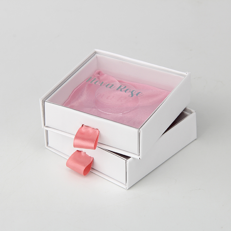 Personalisierte weiße quadratische Kartonschublade mit durchsichtigem Deckel Wimpernverpackungsbox