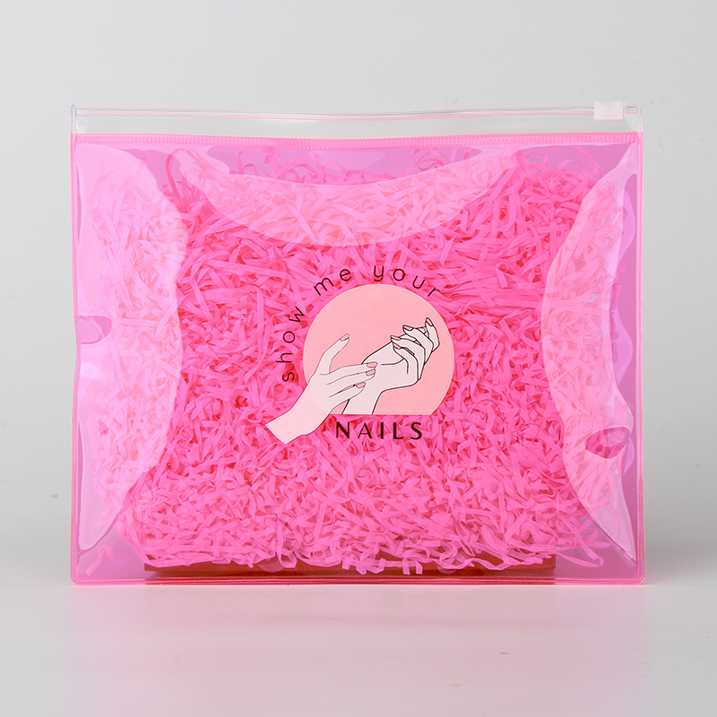 Kundenspezifische transparente rosafarbene PVC-Ziplock-Nagel-Kosmetik-Verpackungstasche